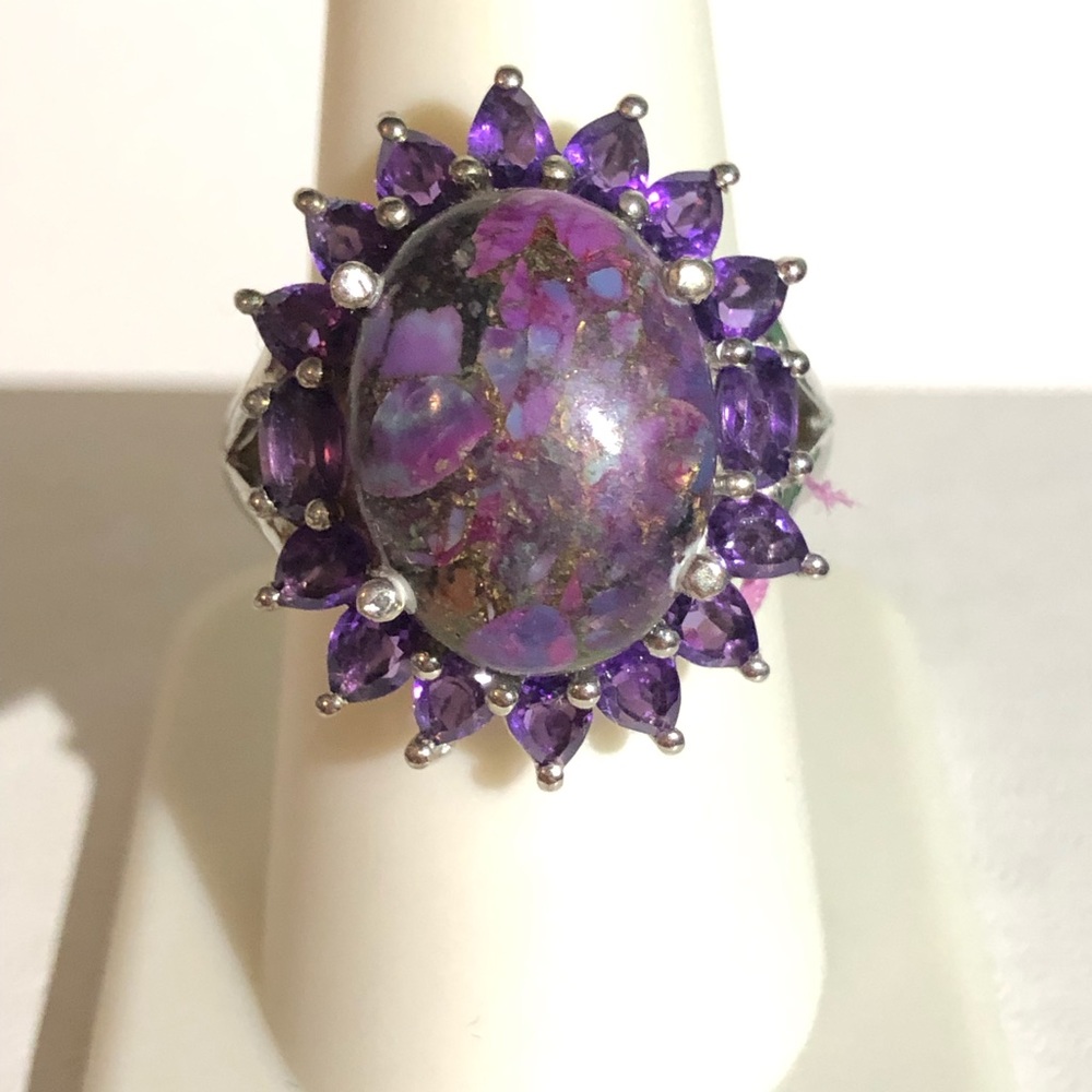 Purple Turquoise & Amethyst Ring 9.30 ctw